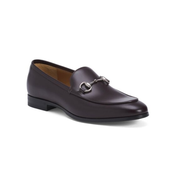 GUCCI Bordeaux Men's Made In Italy Leather Loafers With Horsebit - Picture 1 of 2